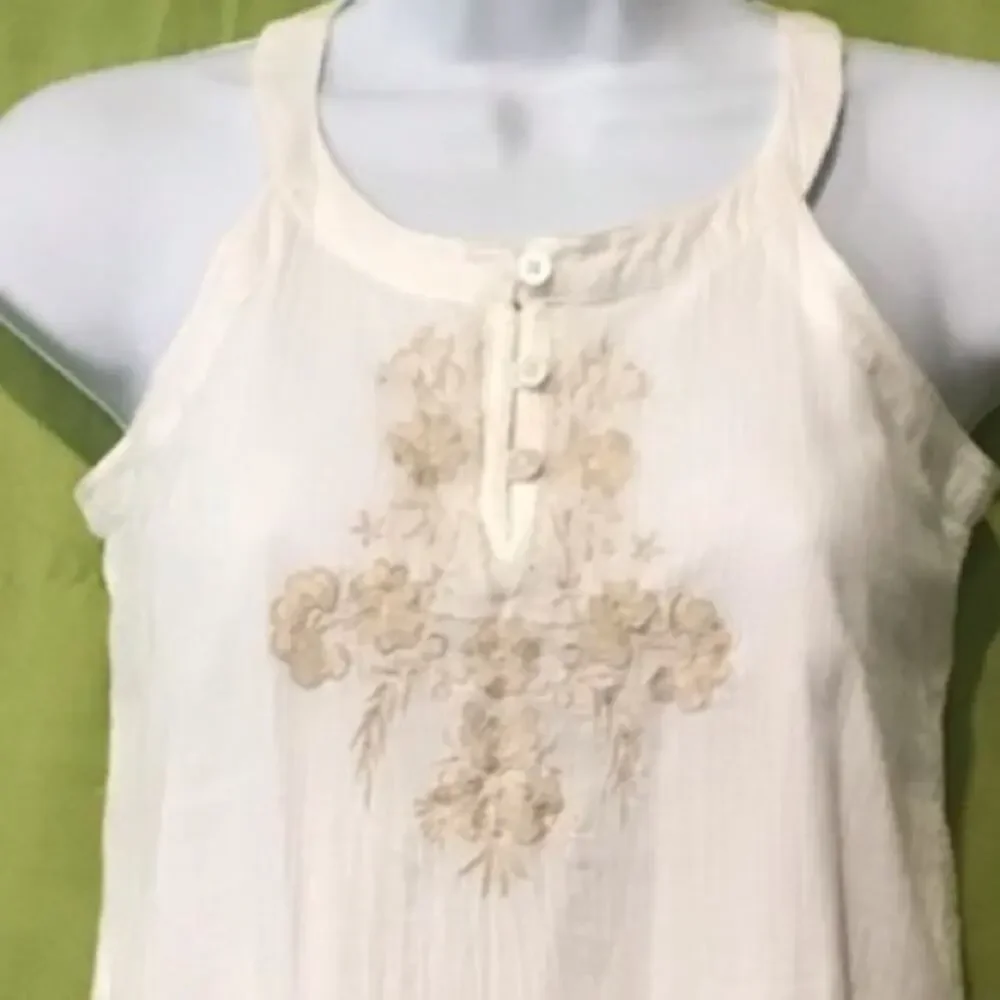 Old Navy Cream Embroidered Dress Girls Med 8
